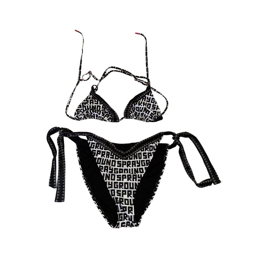 Sprayground Limited Edition Black & White Bikini Set XL Bottom Large Top Sexy